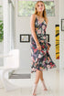 Shalom "Fishnet Floral" Bias Cut Silk Slip Dress